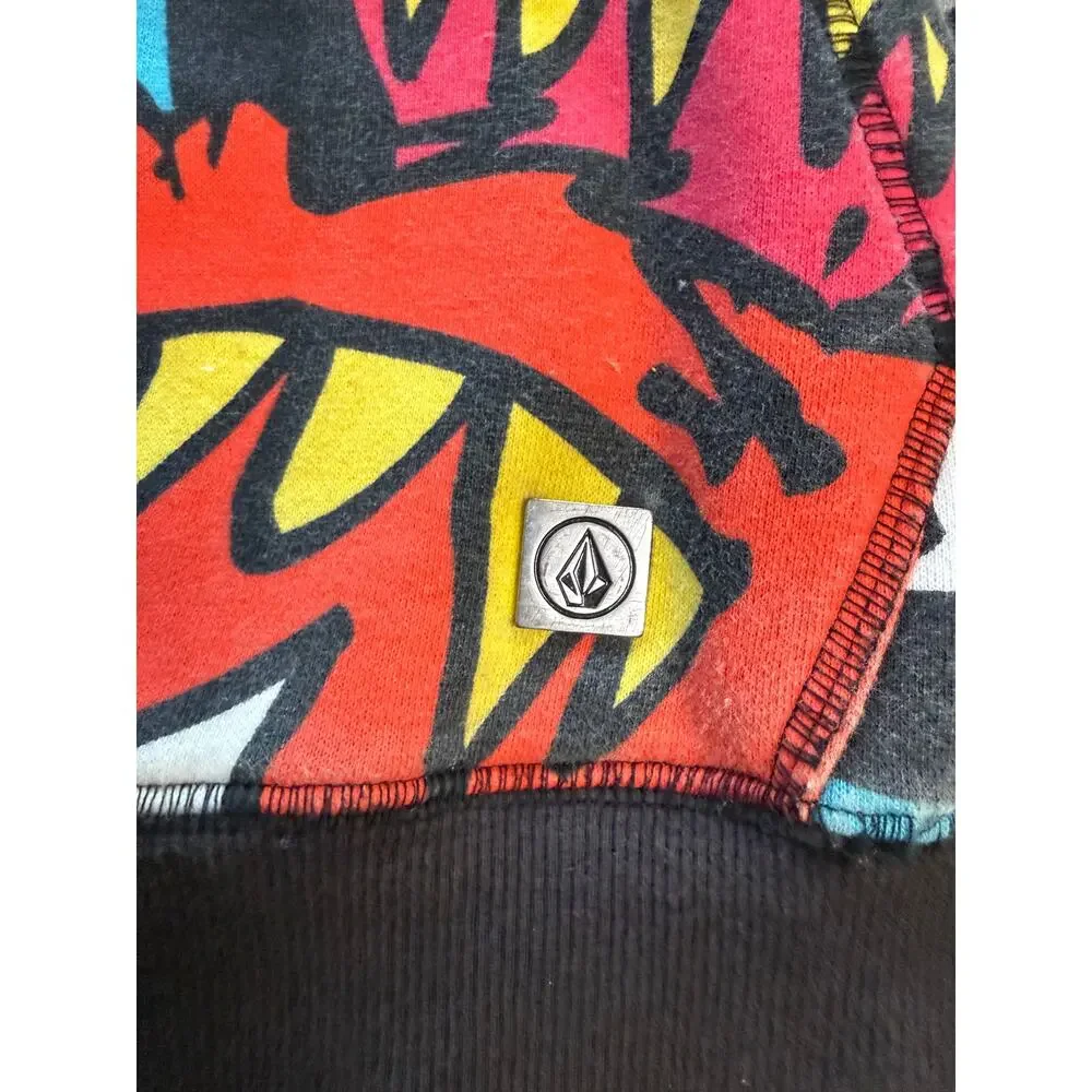 Volcom Big Monster Basic Zip Hoodie All Over Print Sherpa Lined XXL Skate Y2K - Picture 3 of 15
